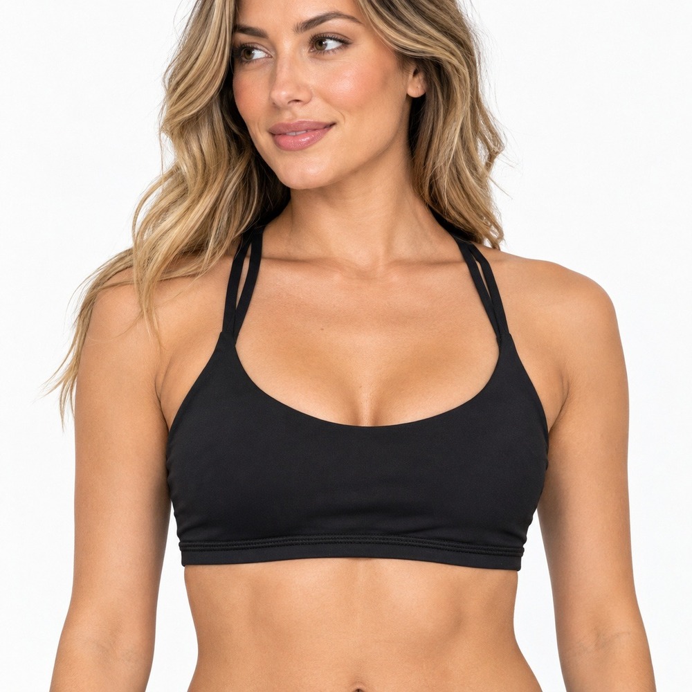 Lululemon Free To Be Bra Black Strappy Open Back Yoga Sports Bra